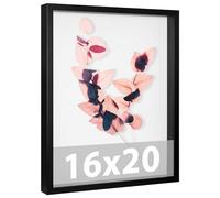 Califortree Large 16x20 Shadow Box Frame with Soft Linen Back - Jersey Frame Memory Display Case, 12 Push Pins Included, Black