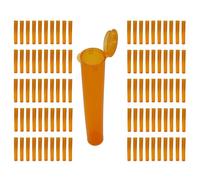 Caligars -116mm Pop Top Tubes- 100 Pack- Airtight Smell Proof Containers - Plastic Medical Grade Prescription Bottles for Pills Herbs Flowers,Supplements & More (Orange, 116mm)