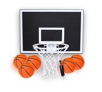 CALIKIWIPROS Mini Basketball Hoop Set Pro League Decorative Solid Wood Wall Mount, Includes 9’ Hoop & 5 mini Basketballs, Classic Look with Colors Matching Some pro Teams. (Pro Jr Black White)