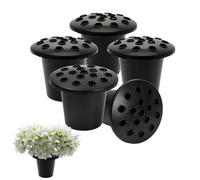 Caliko Grave Flower Pots with Lids 5-Pack Grave Pot- Strong Plastic Memorial Vases for Graveside Decorations - Secure Grave Flower Holders for Lasting Beauty.