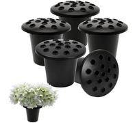 Caliko Grave Flower Pots with Lids 5-Pack Grave Pot- Strong Plastic Memorial Vases for Graveside Decorations - Secure Grave Flower Holders for Lasting Beauty.