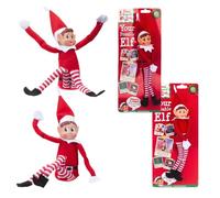 Caliko Pk2 Naughty Eelf on the Shelff | Adorable Girl & Boy Eelf on the Shelff Figurine, Charming Red Long Leg Soft Body with Hat, Santa’s Little Helper Inspired Christmas Decoration