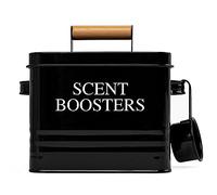 Calindiana Modern Farmhouse Metal Laundry Scent Booster Beads Dispenser Container with Scoop for Laundry Room Decor and Accessories and Space Saving Laundry Room Organization and Storage, Black