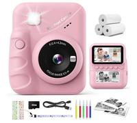 CalineGam Kids Camera Instant Print, 3.0'' Screen 48MP Photo Camera for Kids with 32GB Card & Print Paper, 1080P HD Video Recording, Gift for Boys Girls 3-12 Year Old (Pink)