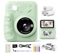 CalineGam Kids Camera Instant Print, 3.0'' Screen 48MP Photo Camera for Kids with 32GB Card & Print Paper, 1080P HD Video Recording, Gift for Boys Girls 3-12 Year Old (Green)