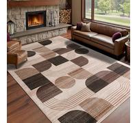 Calinline Luxury Large Area Rugs for Living Room, Modern Geometric Abstract Bedroom Rugs, 160x230cm Chocolate Soft Short Pile Lounge Rug, Non Slip Washable Carpet for Dining, Hallway, Office