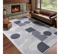 Calinline Luxury Large Area Rugs for Living Room, Modern Geometric Abstract Bedroom Rugs, 80x150cm Charcoal Soft Short Pile Lounge Rug, Non Slip Washable Carpet for Dining, Hallway, Office Home Decor