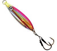 Calissa Offshore Tackle Fast Fall Jig 80g 150g 250g 300LBS Assist Hooks 3/0 Butterfly - Vertical Jig Speed Lure Slow Pitch Flat Glow Color Painted on Both Sides (Pink Smelt, 150g)