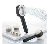 CALISTOUK 3 in 1 Shower Head with Filter for Hard Water, High Pressure Spa Massage Set Purifying Shower Head with Detachable Brushes, Softens Water for Skin & Hair (Black)