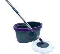 Calitek 360° Rotating Spin Mop and Bucket Set with 2 Microfibre Heads - Grey - 1 - Spin Mop