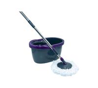 Calitek 360° Rotating Spin Mop and Bucket Set with 2 Microfibre Heads - Grey - 1 - Spin Mop
