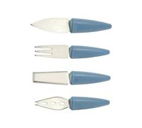 CALITEK 4 Piece Cheese Knife Set with Stand Stainless Steel Blades Dishwasher Safe Blue - 1 - Blue - Stainless Steel