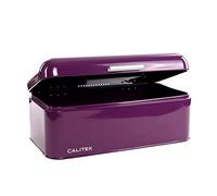 CALITEK Bread Bin Kitchen Counter Vintage Style Coated Carbon Steel Purple