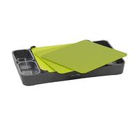 Calitek Chopping Board Set of 3 BPA Free Plastic Cutting Board with Stand and Storage for Multipurpose Use Ideal for Meat Vegetables Fruit Bread or Cheese Board (Green)