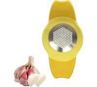 CALITEK Garlic Press Rocker Crusher Mincer Stainless Steel with Non Slip Handles Yellow - 1 - Yellow - Plastic
