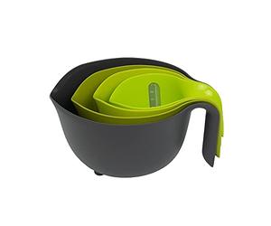 CALITEK Mixing Bowl Set of 4 Non Slip Base for Baking Cooking Food Preparation Nesting Design BPA Free Colander Measuring Jug Set Dishwasher Safe