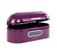 Calitek Retro Bread Bin Storage Box Round Top Kitchen Counter Loaf Pastries Baked Goods Container Coated Carbon Steel (Purple)