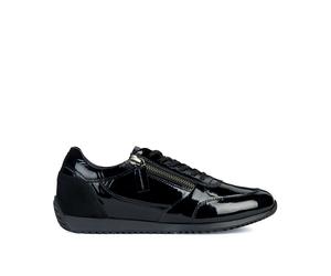 Calithe Breathable Zipped Trainers in Leather/Suede Black