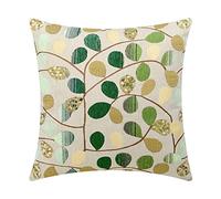 CaliTime 1PC Cushion Covers for Couch Sofa Home Decoration Luxury Chenille Cute Leaves Both Sides 40cm x 40cm Ecru Green