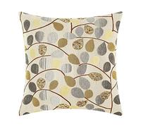 CaliTime 1PC Cushion Covers for Couch Sofa Home Decoration Luxury Chenille Cute Leaves Both Sides 40cm x 40cm Ecru Grey