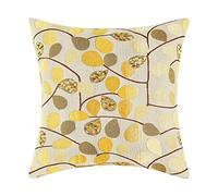 CaliTime 1PC Cushion Covers for Couch Sofa Home Decoration Luxury Chenille Cute Leaves Both Sides 45cm x 45cm Ecru Gold