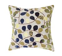 CaliTime 1PC Cushion Covers for Couch Sofa Home Decoration Luxury Chenille Cute Leaves Both Sides 45cm x 45cm Ecru Blue