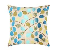 CaliTime 1PC Cushion Covers for Couch Sofa Home Decoration Luxury Chenille Cute Leaves Both Sides 50cm x 50cm Main Blue