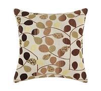 CaliTime Cushion Cover Throw Pillow Case Shell for Bench Sofa Home, Luxury Chenille Cute Leaves Both Sides, 45cm x 45cm, Ecru Brown