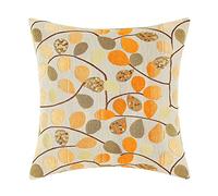CaliTime Cushion Covers Cushion Cover Throw Cushion Cover for Couch Sofa Home Decoration Luxury Chenille Cute Leaves Both Sides 50 cm x 50 cm Ecru Orange