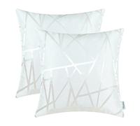 CaliTime Cushion Covers Pack of 2 Decorative Cushion Covers for Couch Sofa Home Decor Modern Shining & Dull Contrast Triangles Abstract Lines Geometric 50 cm x 50 cm White