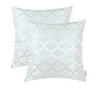 CaliTime Cushion Covers Pack of 2 Throw Pillow Cases Shells for Home Sofa Couch Modern Shining & Dull Contrast Quatrefoil Accent Geometric 50cm x 50cm White
