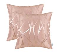 CaliTime Cushion Covers Pack of 2 Throw Pillow Covers Cases for Couch Sofa Home Decor Modern Shining & Dull Contrast Triangles Abstract Lines Geometric 45cm x 45cm Dusty Pink