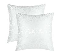 CaliTime Cushion Covers Pack of 2 Throw Pillow Covers Cases for Couch Sofa Home Decoration Vintage Damask Floral Shining & Dull Contrast 45cm x 45cm White