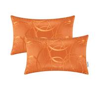 CaliTime Pack of 2 Cushion Covers Bolster Pillow Cases Shells for Couch Sofa Home Decor Modern Shining & Dull Contrast Circles Rings Geometric 30cm X 50cm Bright Orange