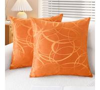 CaliTime Pack of 2 Cushion Covers Throw Pillow Cases Shells for Couch Sofa Home Decor Modern Shining & Dull Contrast Circles Rings Geometric 50cm X 50cm Bright Orange