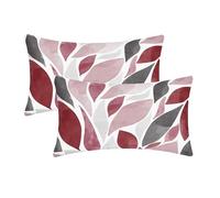 CaliTime Throw Pillow Cases Pack of 2 Cozy Fleece Falling Dahlia Floral Flowers Petals Decorative Cushion Covers for Couch Bed Sofa Farmhouse Decoration 30cm X 50cm Burgundy Grey