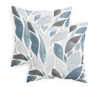CaliTime Throw Pillow Cases Pack of 2 Cozy Fleece Falling Dahlia Floral Flowers Petals Decorative Cushion Covers for Couch Bed Sofa Farmhouse Decoration 55cm X 55cm Smoke Blue Grey