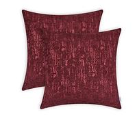 CaliTime Throw Pillow Cases Pack of 2 Marbling Jacquard Solid Dyed Super Soft Chenille Cushion Covers for Couch Sofa Home Farmhouse Decoration 45cm x 45cm Burgundy