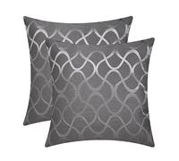 CaliTime Throw Pillow Cases Pack of 2 Modern Shining & Dull Contrast Abstract Geometric Waveform Curve Cushion Covers Shells for Couch Bed Sofa Farmhouse Decoration 45cm X 45cm Grey