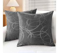 CaliTime Throw Pillow Covers Set of 2 Throw Pillow Covers for Couch Sofa Home Decor Modern Shiny and Dull Contrast Geometric Shapes Polyester Blend Grey 40x40cm