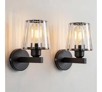 Calivra Modern Crystal Wall Light Sconce, 2PCS E27 Black Wall Light