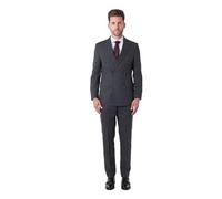 Calix Mens Classic Double Breasted 2 Piece Suit Wool Blend Herringbone Tweed Retro Tailored Fit [Suit-DB-Calix-DK.Grey, UK/US 44 EU 54] Black