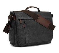 CALIYO Laptop Messenger Bag for Work School Satchel Bag Men's Water Resistant Canvas Crossbody Shoulder Bag for 15.6 Inch Laptop Briefcase