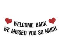 Calkkrer 1 Piece Welcome Home Banner, Heartfelt Welcome Garland, Black-Red Welcoming Banner, Welcome Back Party Decor, We've Missed You Banner
