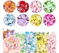 Calkkrer 200 Pieces Multi-coloured Acrylic Beads, Various Shapes like Flowers, Butterflies, Hearts, Stars for Jewellery Design, DIY Bracelets, Keyrings