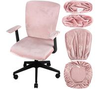 Calkkrer 4 Pieces Universal Office Chair Covers, Stretch Chair Slipcovers with Armrests, Protective Covers for Seat and Backrest, for Swivel Chair, Gaming Chair, Light Pi