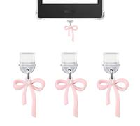 Calkkrer 6 Pieces USB-C Dust Plugs with Pendant, Dust Plugs with Pink Bow, USB C Protective Cap Against Dust, Charging Port Cover with Phone Charm