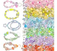 Calkkrer About 180 Pieces Cute Acrylic Beads, Colourful Beads for Bracelets, Charm Set with Flowers, Hearts and Butterflies, DIY Pendants for Bracelets and Keyrings
