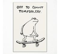 Calkkrer Frosch Poster with Humorous Saying, bathroom wall art canvas, Skater Frog art print for kids room, Funny Wall Decor, 21×30 cm