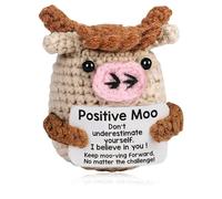 Calkkrer Handmade Crochet Cuddly Toys, Funny Emotional Support, Positive Cow, Encouragement Gifts, Courage Gift, Lucky Charm Relaxation